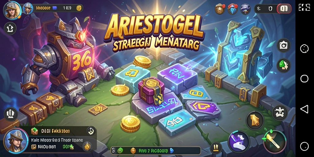 Tangkapan layar menampilkan pertempuran strategi dalam ARIESTOGEL.