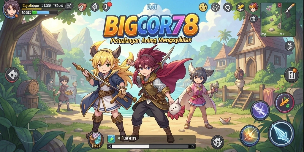 Screenshot gameplay <strong>BIGCOR78</strong> menampilkan pertarungan seru dengan karakter anime.