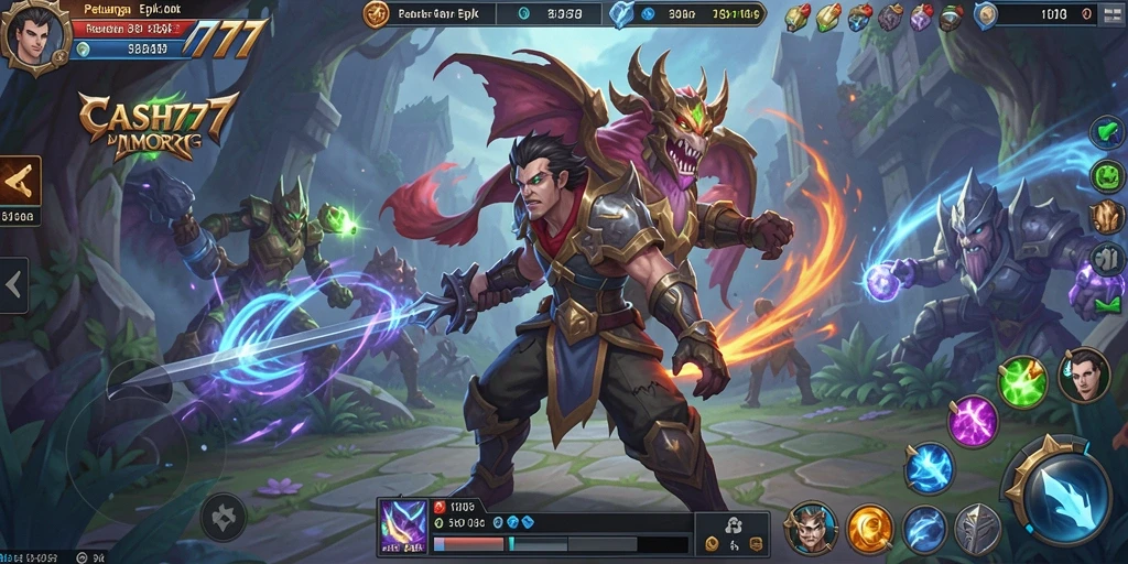 Tangkapan layar dari gameplay CASH777 yang mendebarkan di dunia MMORPG.
