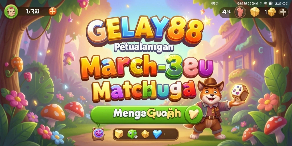 Tampilan gameplay seru GELAY88 dengan tantangan match-3 yang mengasyikkan.