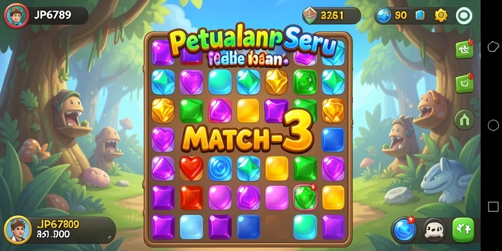 Tampilan gameplay seru dari JP6789 dalam aksi Match-3.