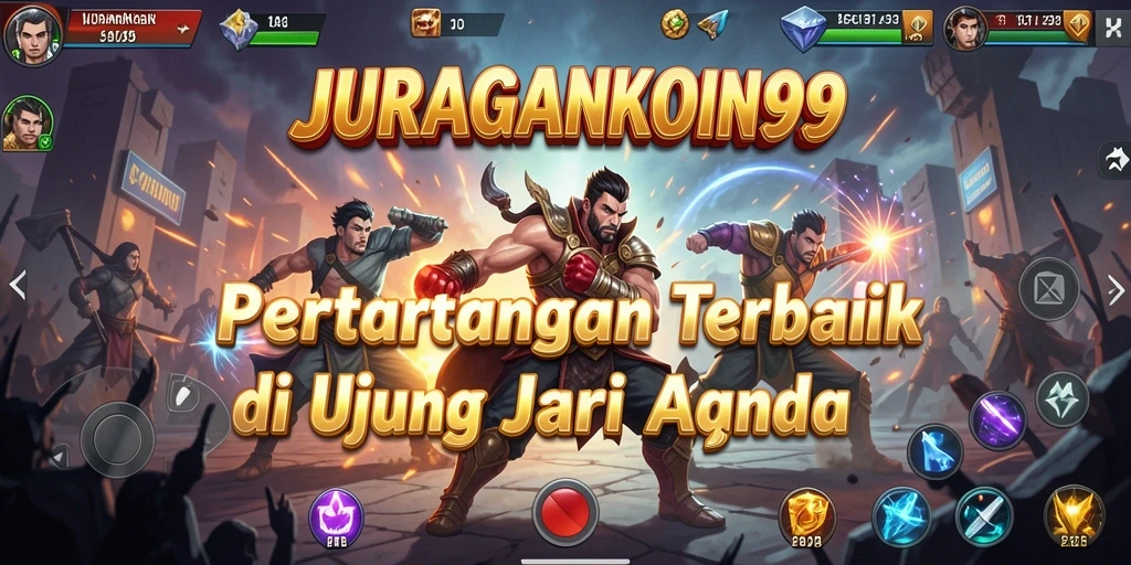 Gameplay JURAGANKOIN99 yang intens dan seru di arena pertarungan.