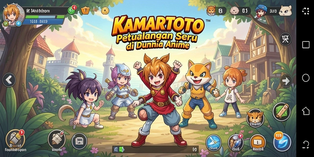 Tampilan gameplay KAMARTOTO yang penuh warna dan dinamis.