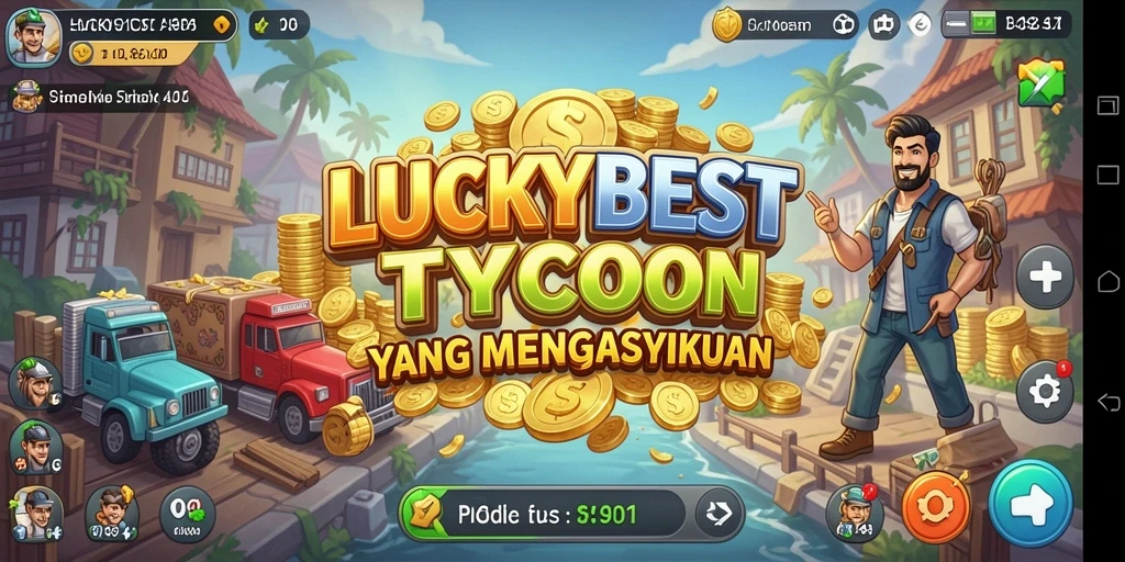 Tampilan gameplay <strong>LUCKYBEST</strong> yang menampilkan aksi pengelolaan bisnis.