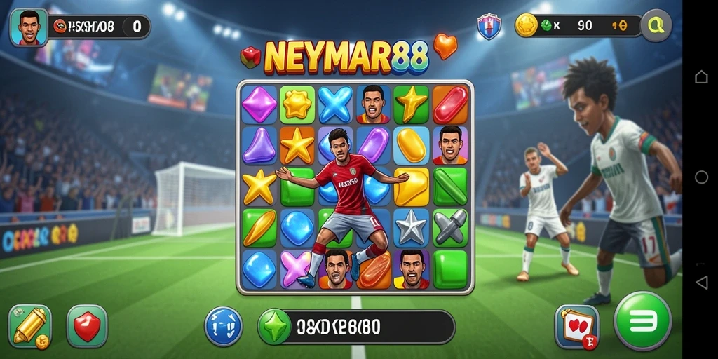 Tampilan gameplay NEYMAR88 dengan aksi seru Match-3.