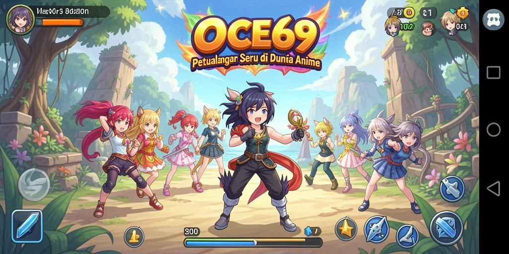 Tampilan gameplay OCE69 yang menampilkan petualangan seru dalam dunia anime.