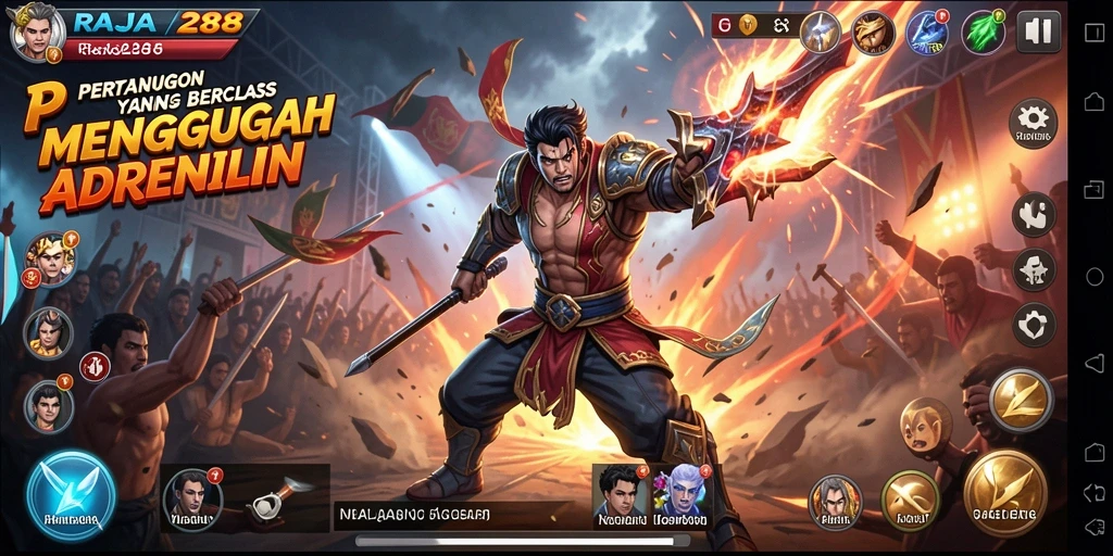 Screenshot dari gameplay seru RAJA288 dalam aksi pertarungan.