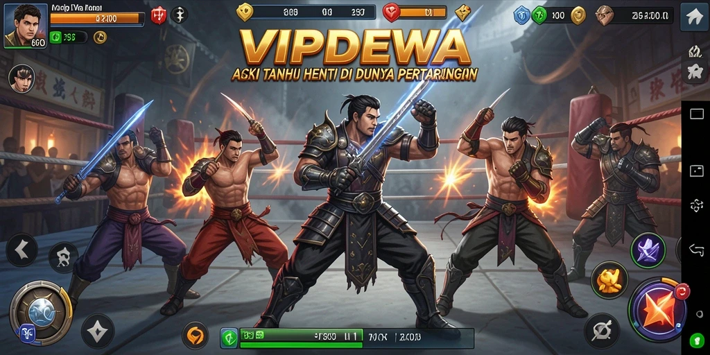 Tampilan aksi seru di <strong>VIPDEWA</strong> dengan karakter bertarung.