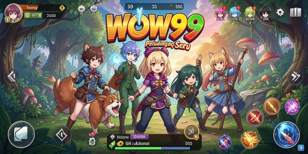 Tampilan gameplay WOW99 yang menakjubkan dengan karakter anime.